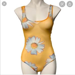 Zara Sheer Yellow Sunflower Bodysuit